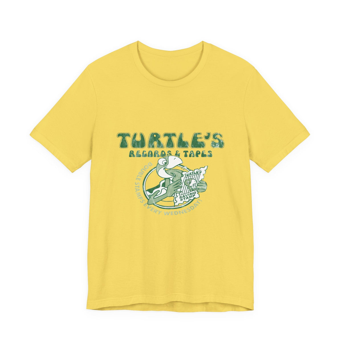 Vintage Turtles Records & Tapes Savings Stamps Logo Unisex Jersey Short Sleeve T-Shirt - T-Shirt