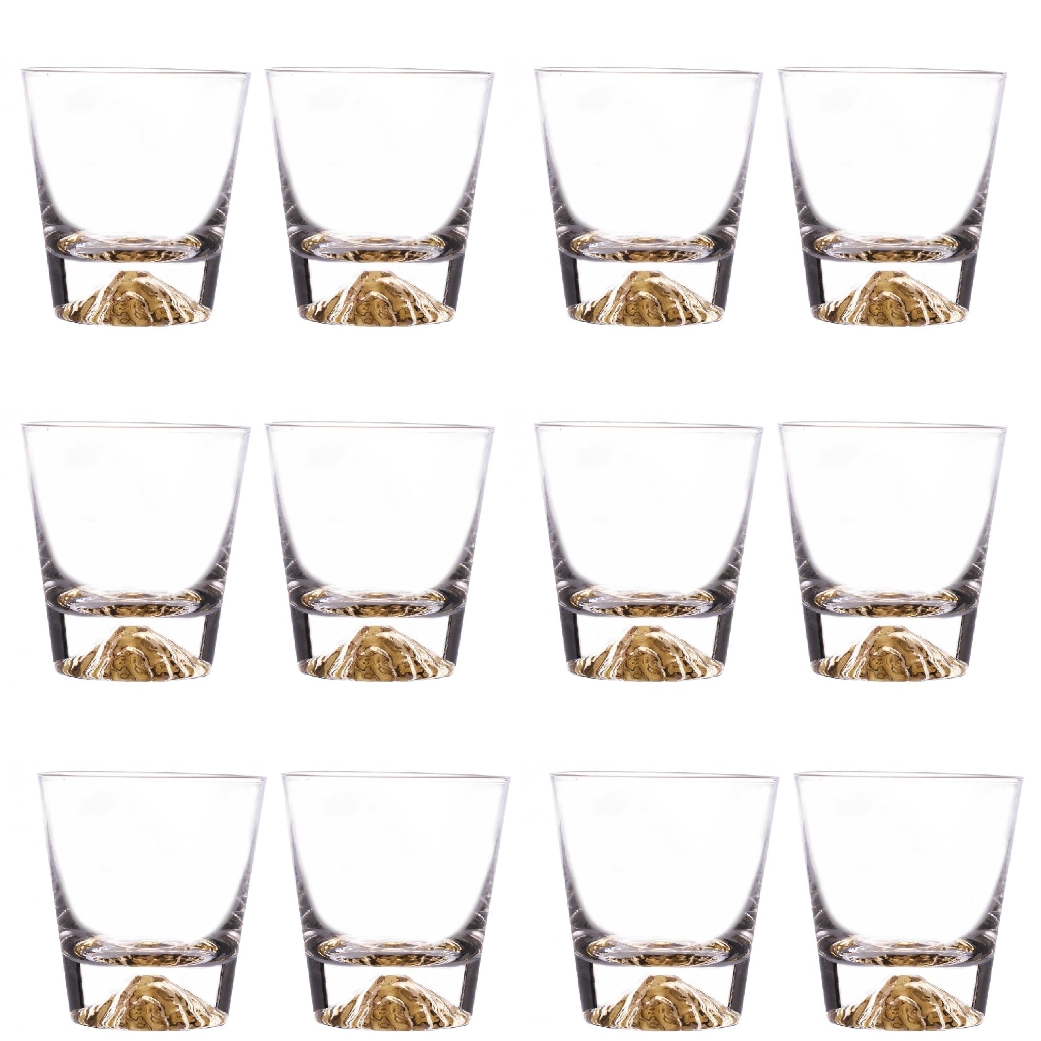 Whiskey Glasses Crystal Clear Gold Heavy Base Bourbon - 10oz - POPvault