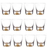 Whiskey Glasses Crystal Clear Gold Heavy Base Bourbon - 10oz - POPvault