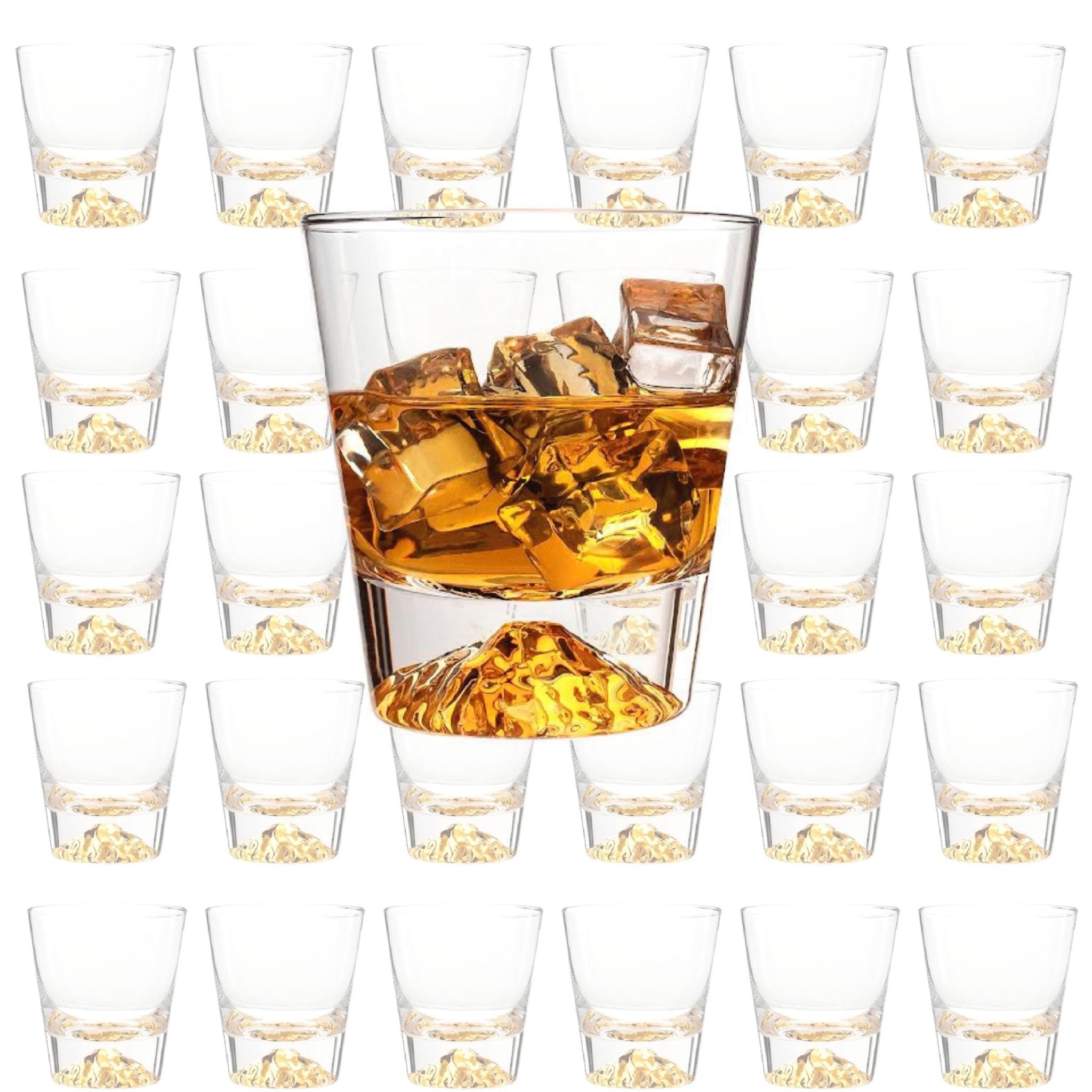 Whiskey Glasses Crystal Clear Gold Heavy Base Bourbon - 10oz - POPvault