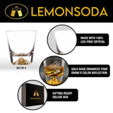 Whiskey Glasses Crystal Clear Gold Heavy Base Bourbon - 10oz - POPvault