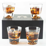 Whiskey Glasses Crystal Clear Gold Heavy Base Bourbon - 10oz - POPvault