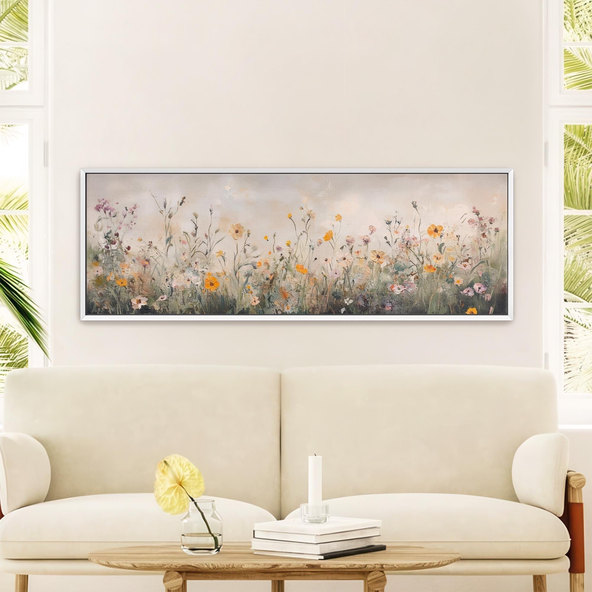 Wildflowers Neutral Canvas Art Print - POPvault