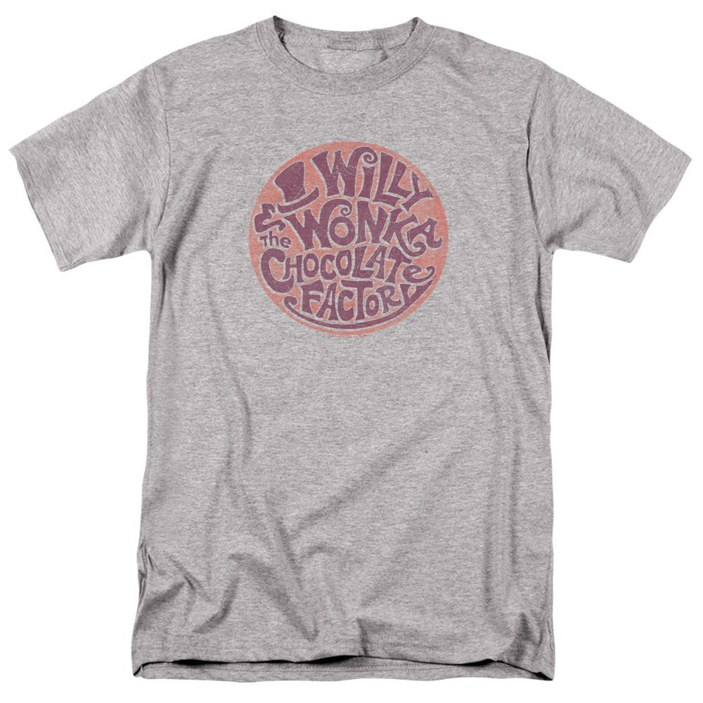 Willy Wonka And The Chocolate Factory Circle Logo Mens T Shirt Athletic Heather Officially Licensed - POPvault