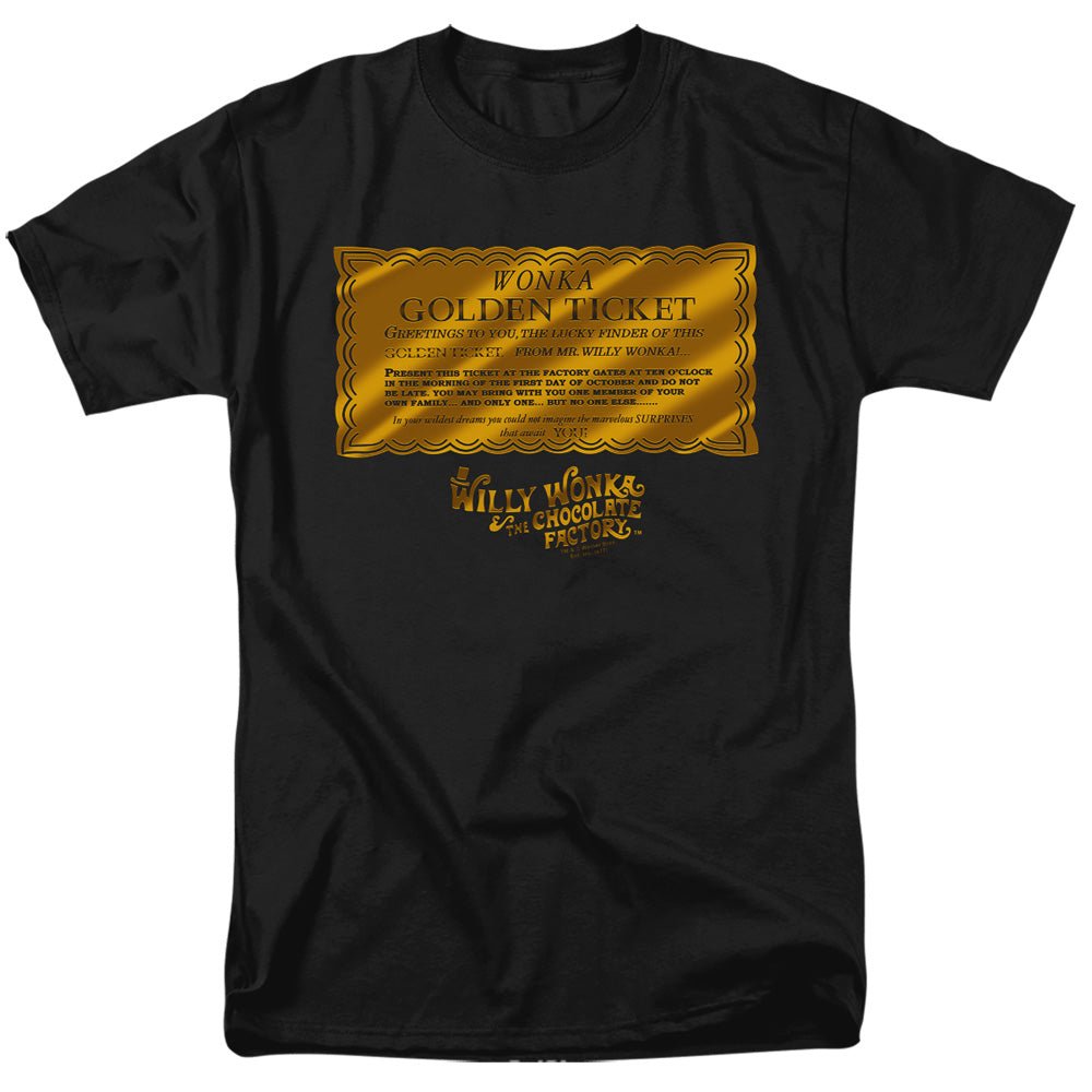 Willy Wonka And The Chocolate Factory Golden Ticket Mens T Shirt Black Officially Licensed - POPvault