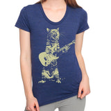 Women's Cat Playing Guitar T-Shirt - POPvault