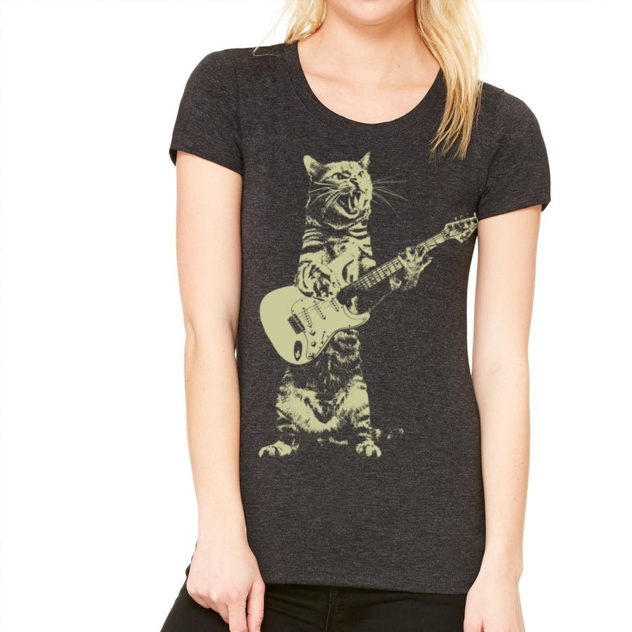 Women's Cat Playing Guitar T-Shirt - POPvault