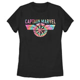 Women's Marvel Tie-Dye Captain Logo T-Shirt - POPvault - Licensed - Marvel Comics - Official