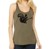 Women's Squirrel Playing Guitar Racerback Tank Top - POPvault