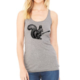 Women's Squirrel Playing Guitar Racerback Tank Top - POPvault
