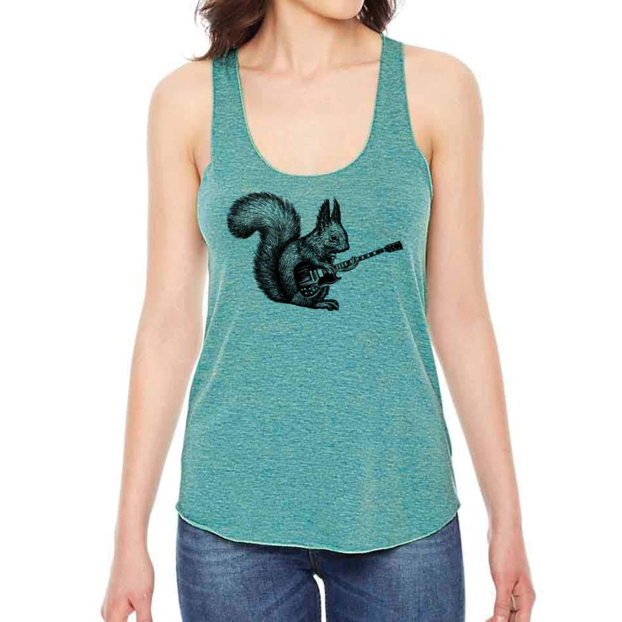 Women's Squirrel Playing Guitar Racerback Tank Top - POPvault