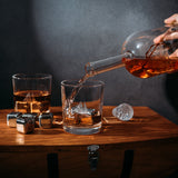 Wood Barrel Whiskey 24 Oz. Decanter with Antique Ship With 2 11 Oz. Glasses & Drink Chiller Stones - POPvault