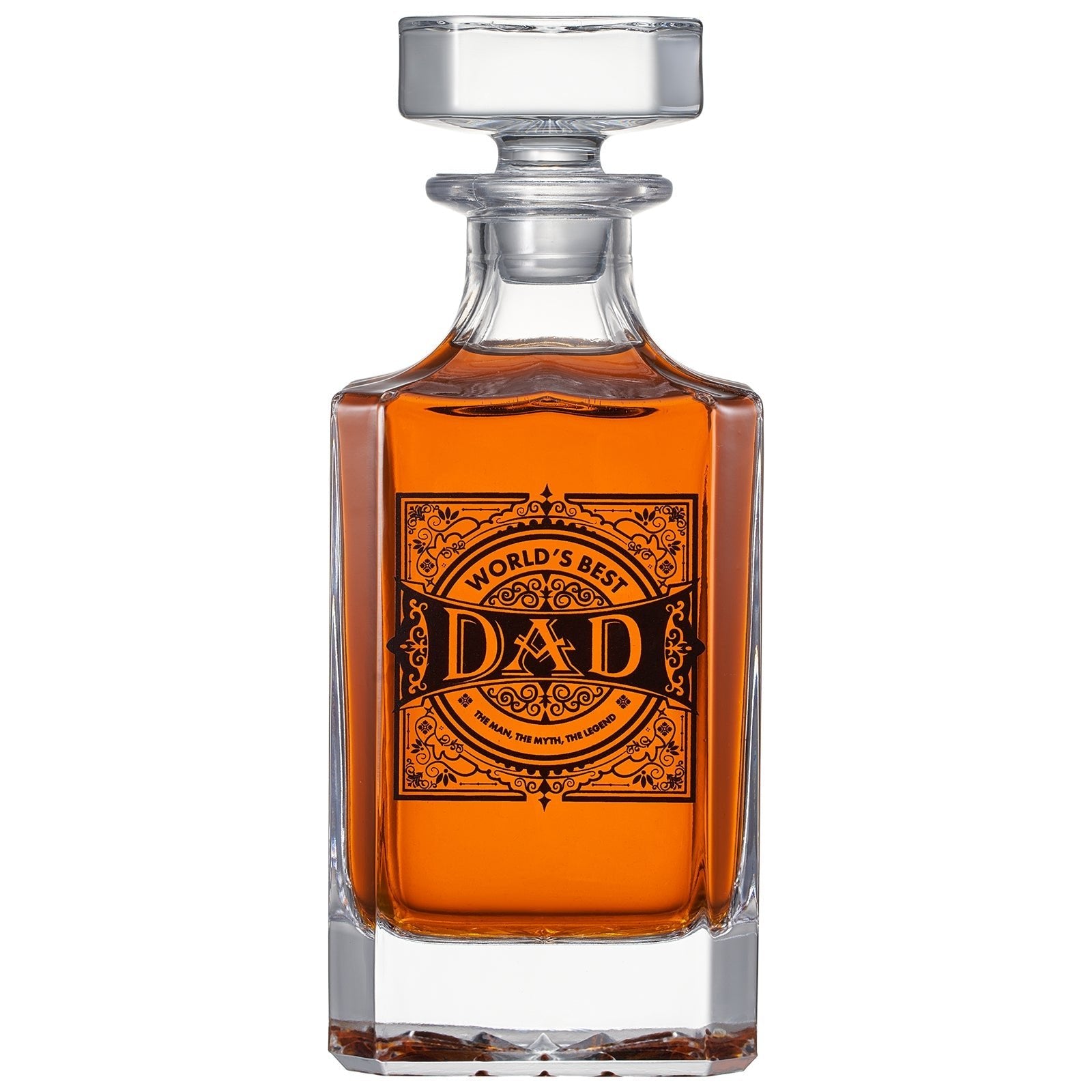 Wooden Boxed "DAD" Whiskey 730 ml Decanter Gift Set With 2 Whiskey Glass - POPvault