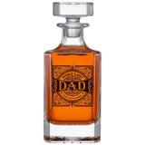 Wooden Boxed "DAD" Whiskey 730 ml Decanter Gift Set With 2 Whiskey Glass - POPvault