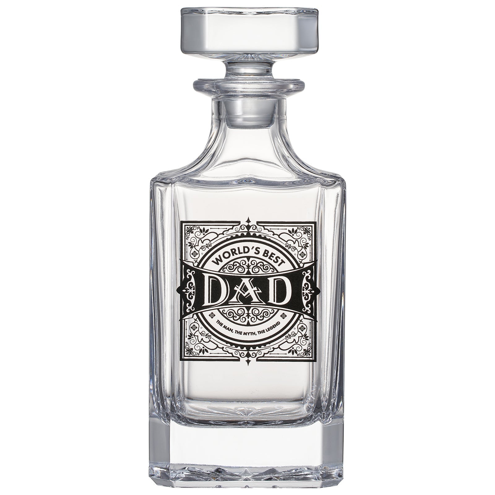 Wooden Boxed "DAD" Whiskey 730 ml Decanter Gift Set With 2 Whiskey Glass - POPvault