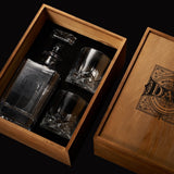 Wooden Boxed "DAD" Whiskey 730 ml Decanter Gift Set With 2 Whiskey Glass - POPvault