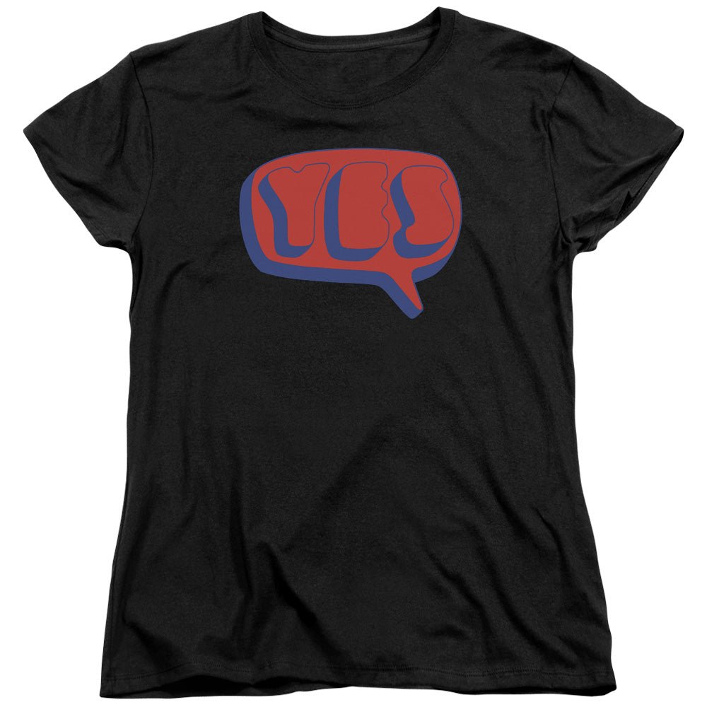 Yes Word Bubble Womens T Shirt Black - POPvault